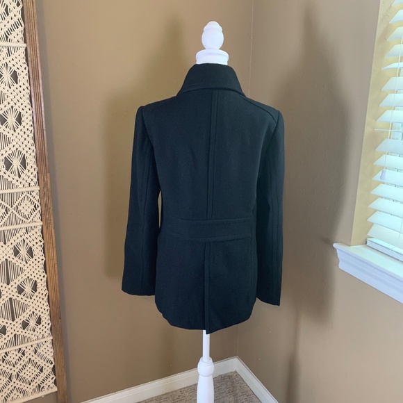 J Crew Black Women's Pea Coat Size Medium - 100% Wool - Picture 3 of 10